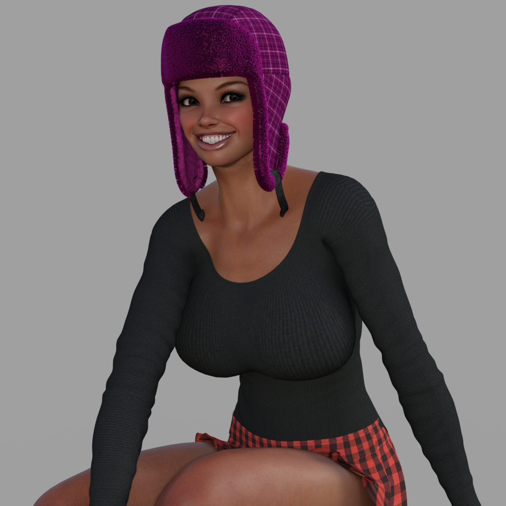 Maria from Cadulium (by Osgoode Media) sitting and smiling in a skirt