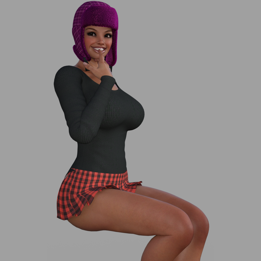 Maria from Cadulium (by Osgoode Media) sitting in a skirt and smiling at the camera.